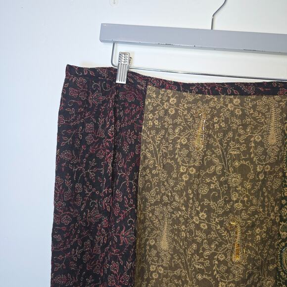 Brown Paisley Midi Skirt Womens L Wrap Forest Fairy Whimsical Gypsy Boho - Picture 4 of 8